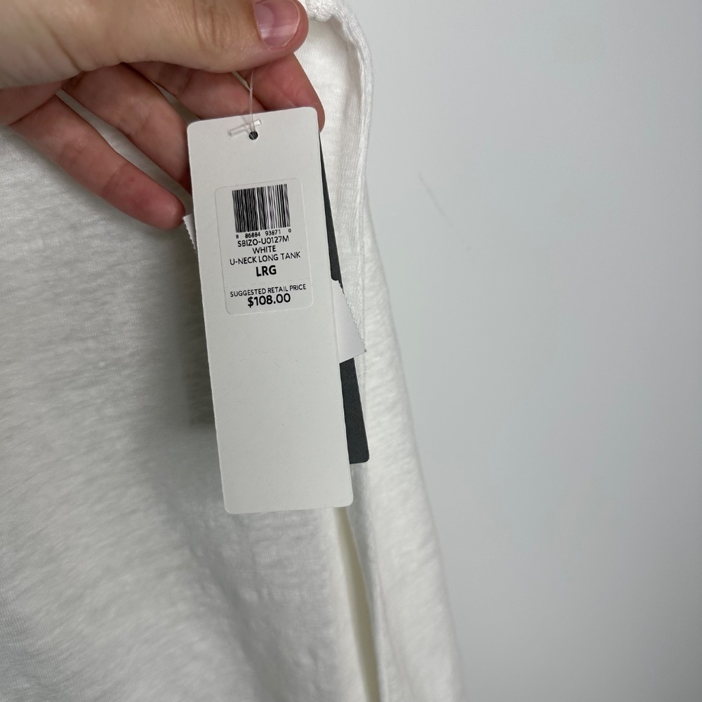 Brand New EILEEN FISHER Linen White Scoopneck Tank Top, size L - Picture 4 of 7